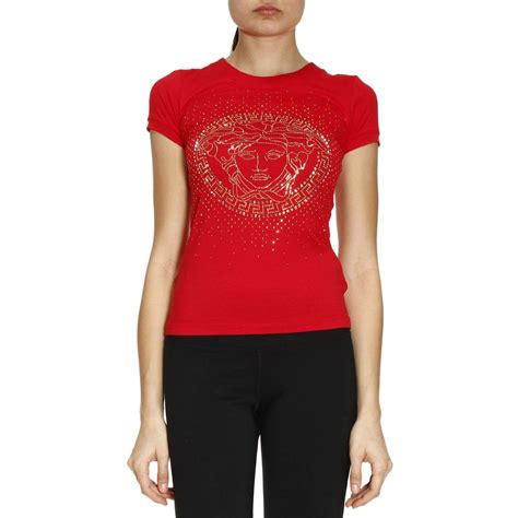 versace women t shirt red m|Versace t shirt women's sale.